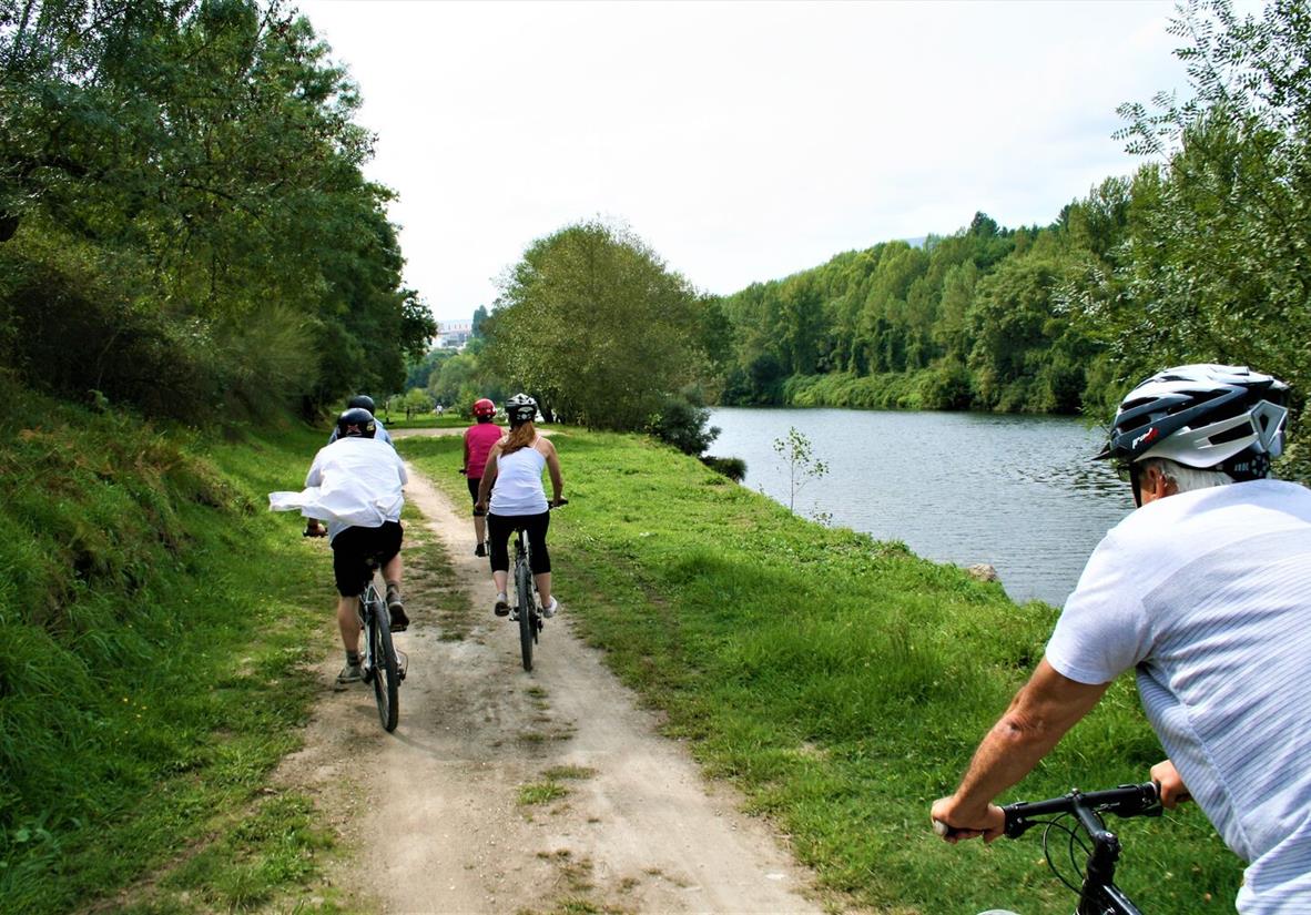 Cycling on quiet riverside paths