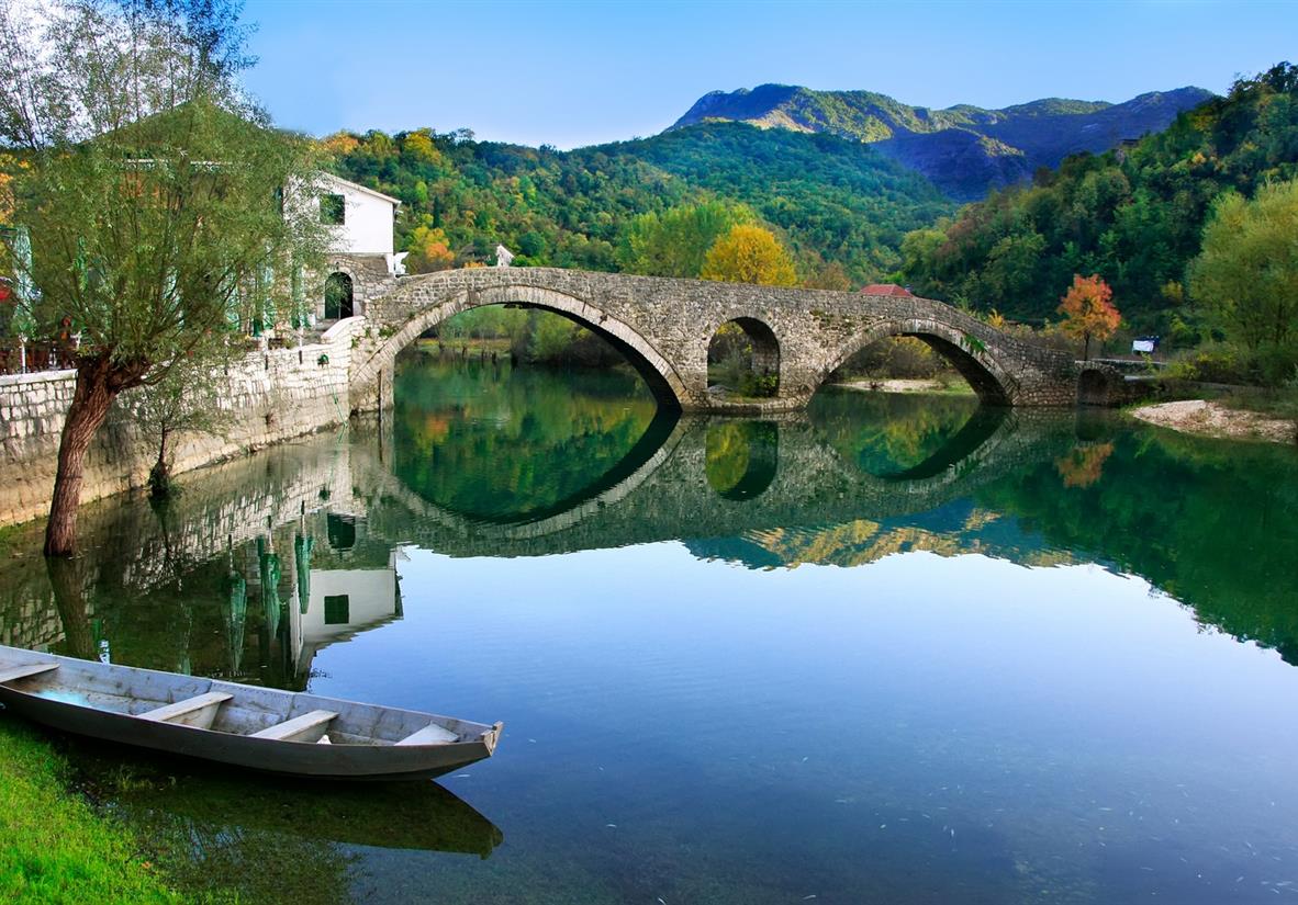 Rijeka Crnojevica Bridge at Lake Skadar