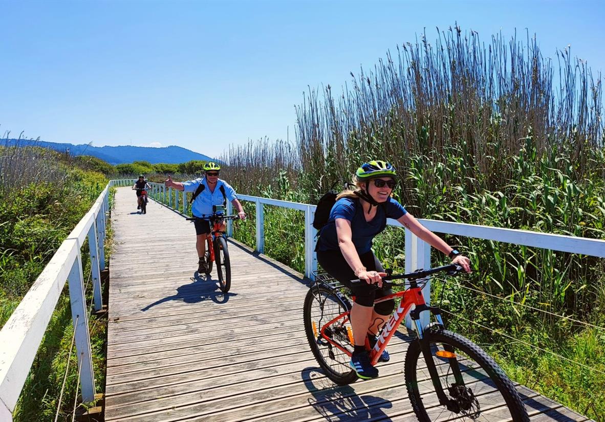 Cycle along the coastal boardwalks