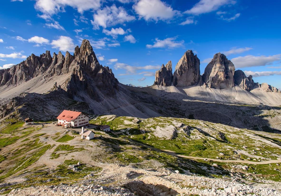 View of a Rifugio in the Dolomites