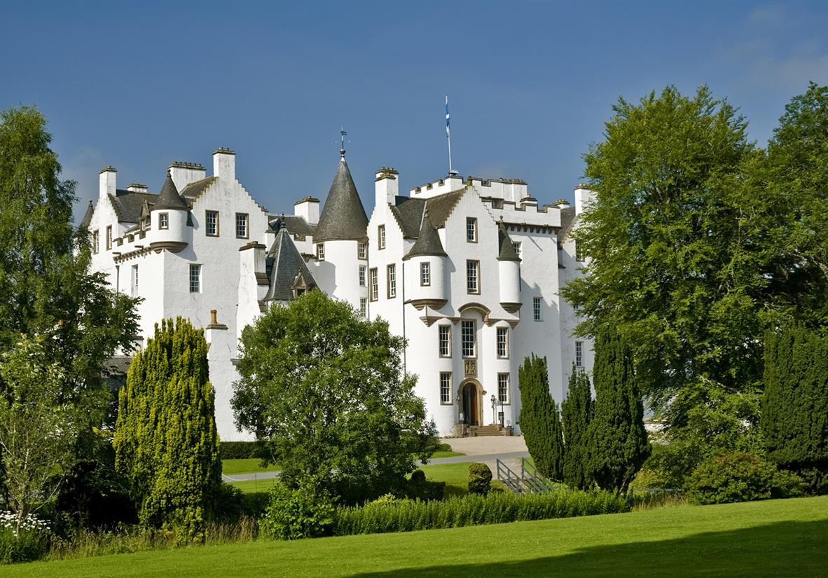 The turreted Blair Castle of Atholl Estates