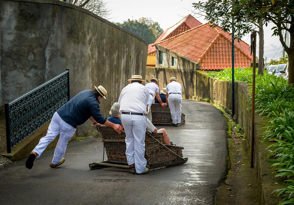 Toboggan riding in Funchal