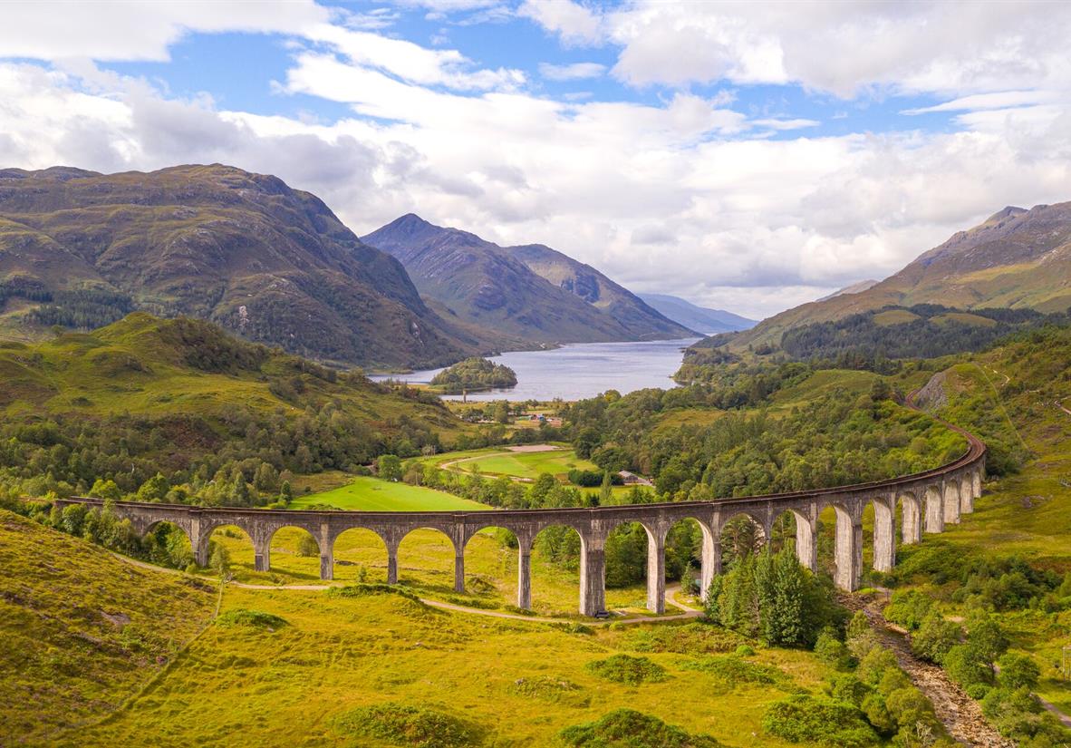 Iconic Glenfinnan Viaduct with Loch Shiel