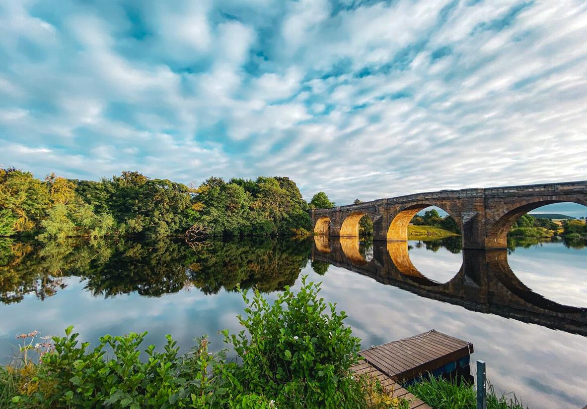 Chollerford Bridge on a sunny day