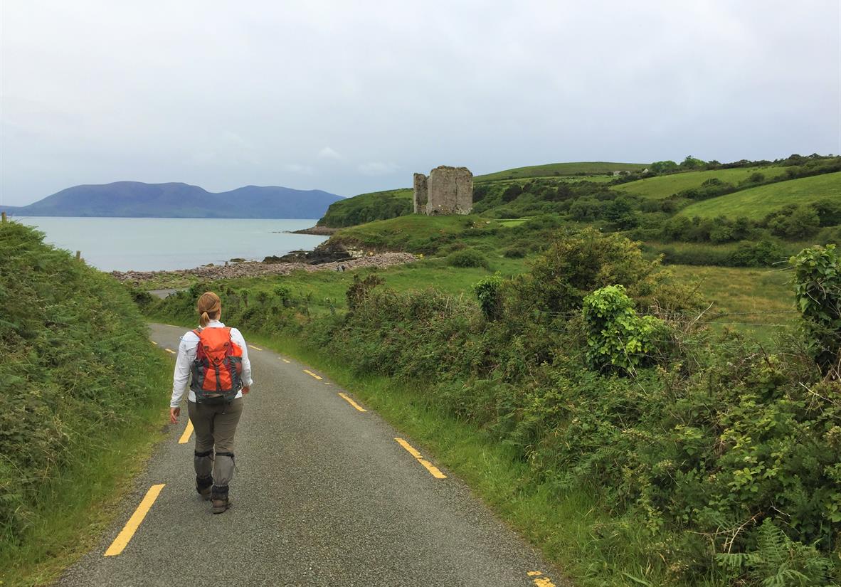 Walking towards Minard Castle ruins